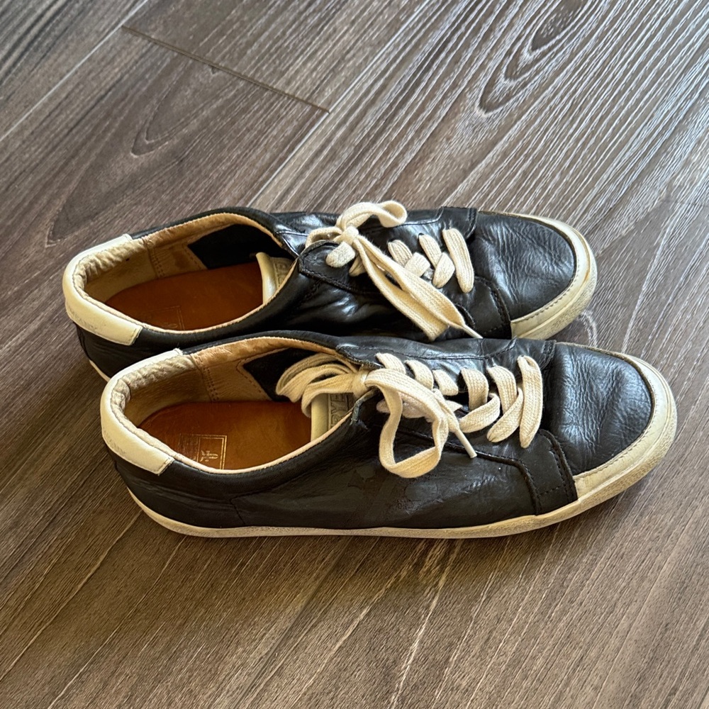 Frye Black and White Leather Sneakers